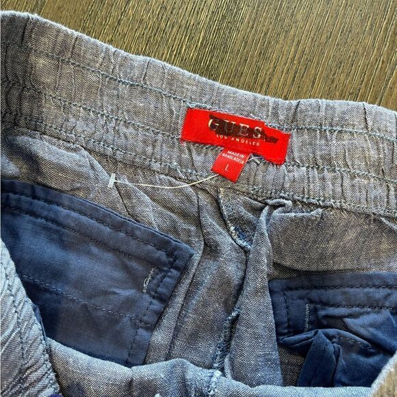 NWOT Guess Blue Cotton Lightweight Pants Drawstring Waist Size L - Picture 5 of 12